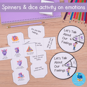 Feelings & Emotions - Dice & Spinners - Discussion Starters & Calming Strategies