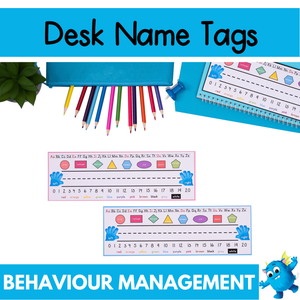 Desk Name Tags for Desk Toppers - Alphabet Numbers Shapes Colours