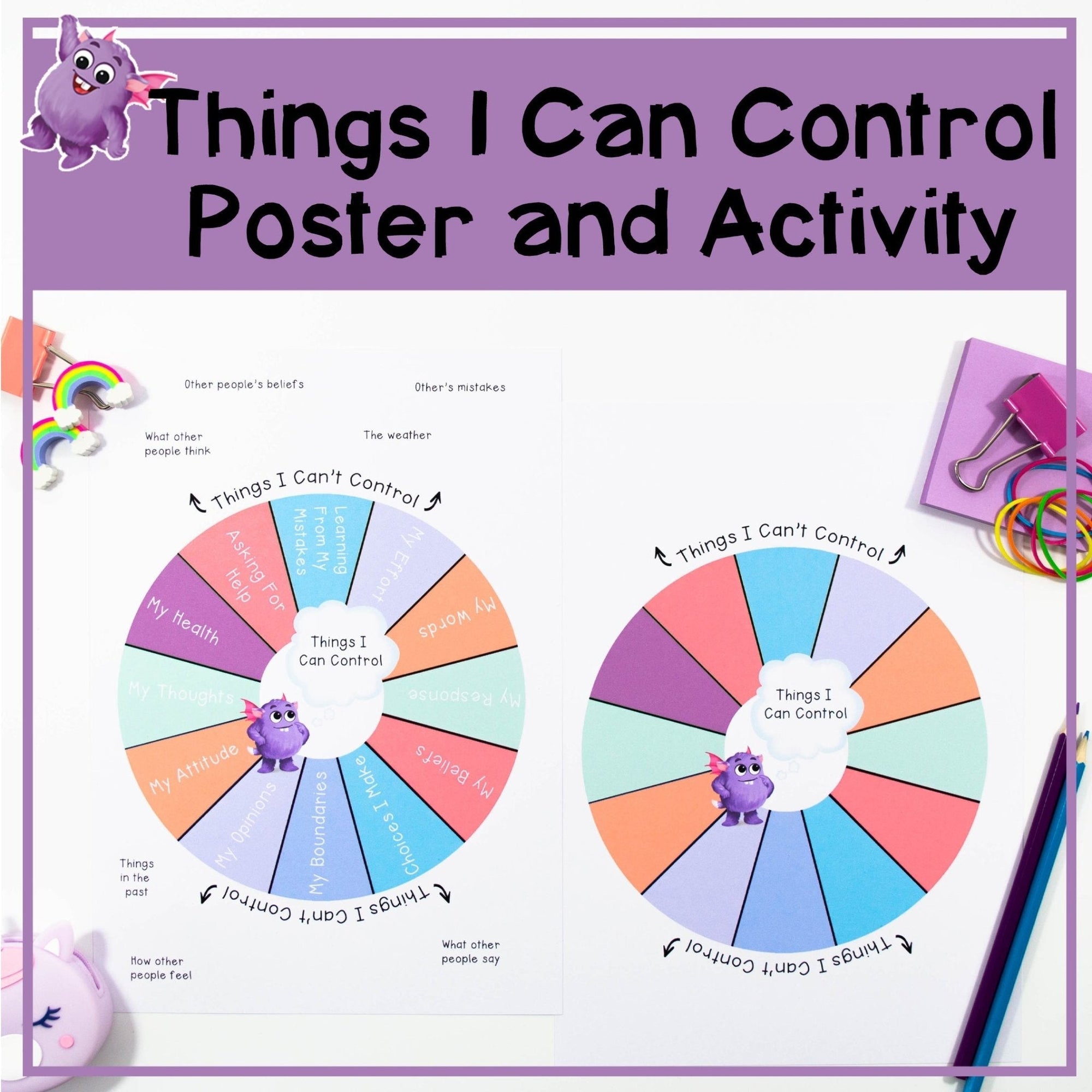 Things I Can Control Activity & Poster Pack - Emotional Regulation - Your Teacher's Pet Creature