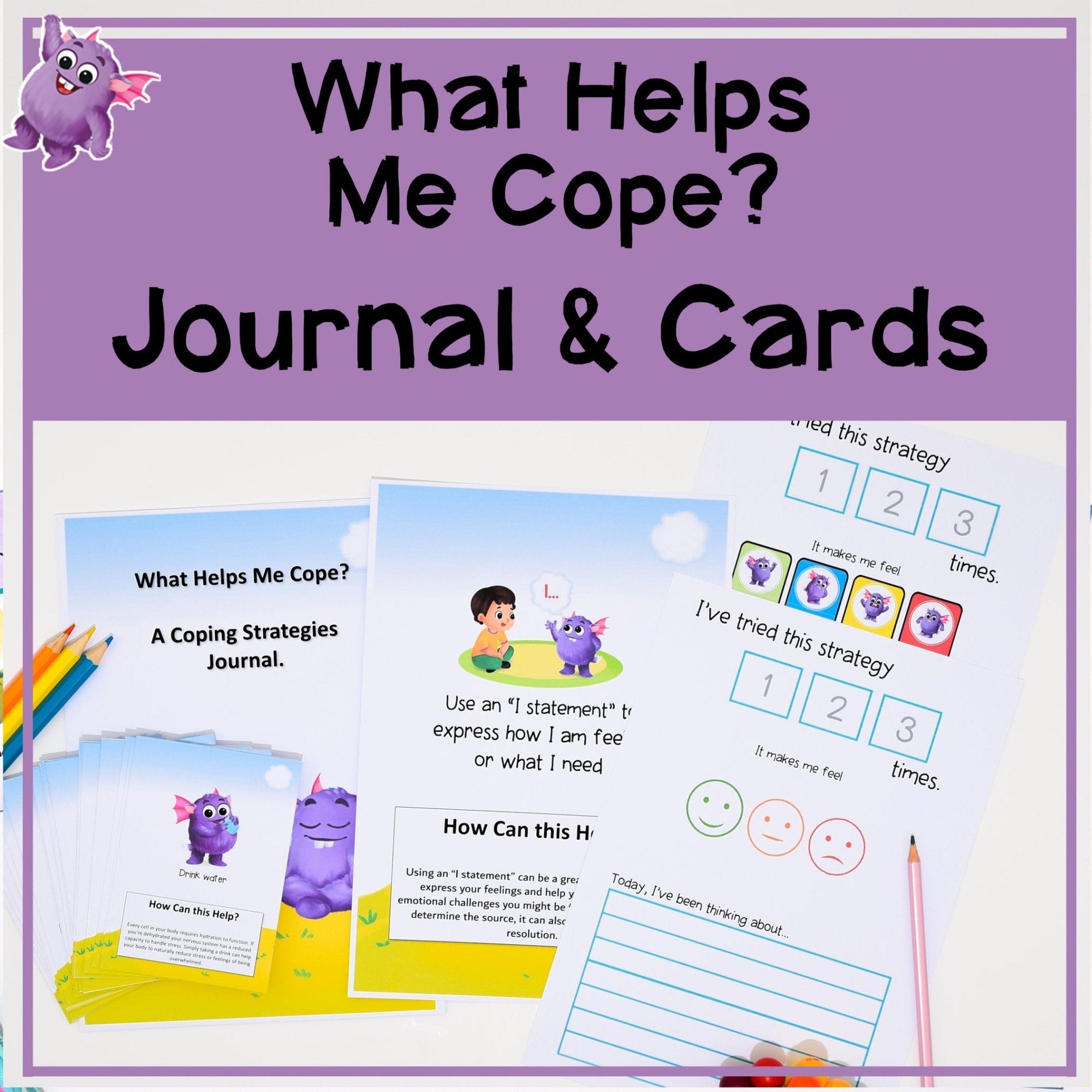 What Helps Me Cope - Calming Strategies Journal & Cards - Your Teacher's Pet Creature