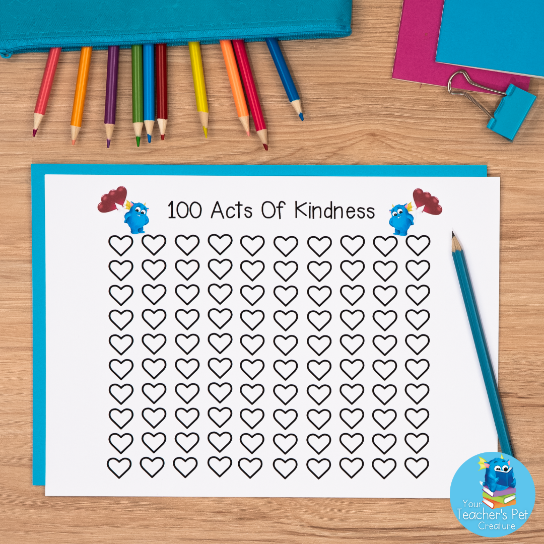 100 Acts of Kindness + Friendship Chart - Positive Behaviour Reward Tracker
