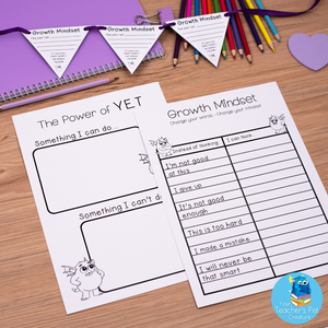 Growth Mindset Poster & Activities Pack + Quiz & Goal Setting Bunting
