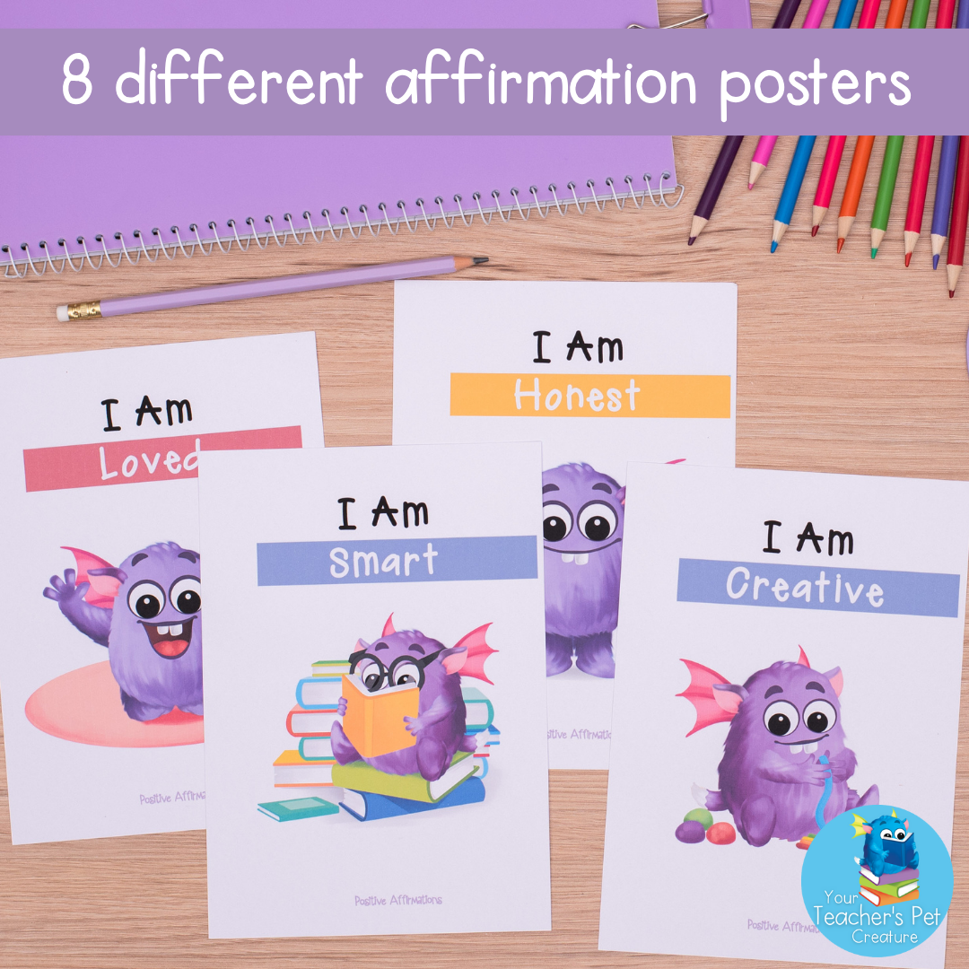Positive Affirmation Posters - Positive Mindset Poster Pack for A4 or A3 format