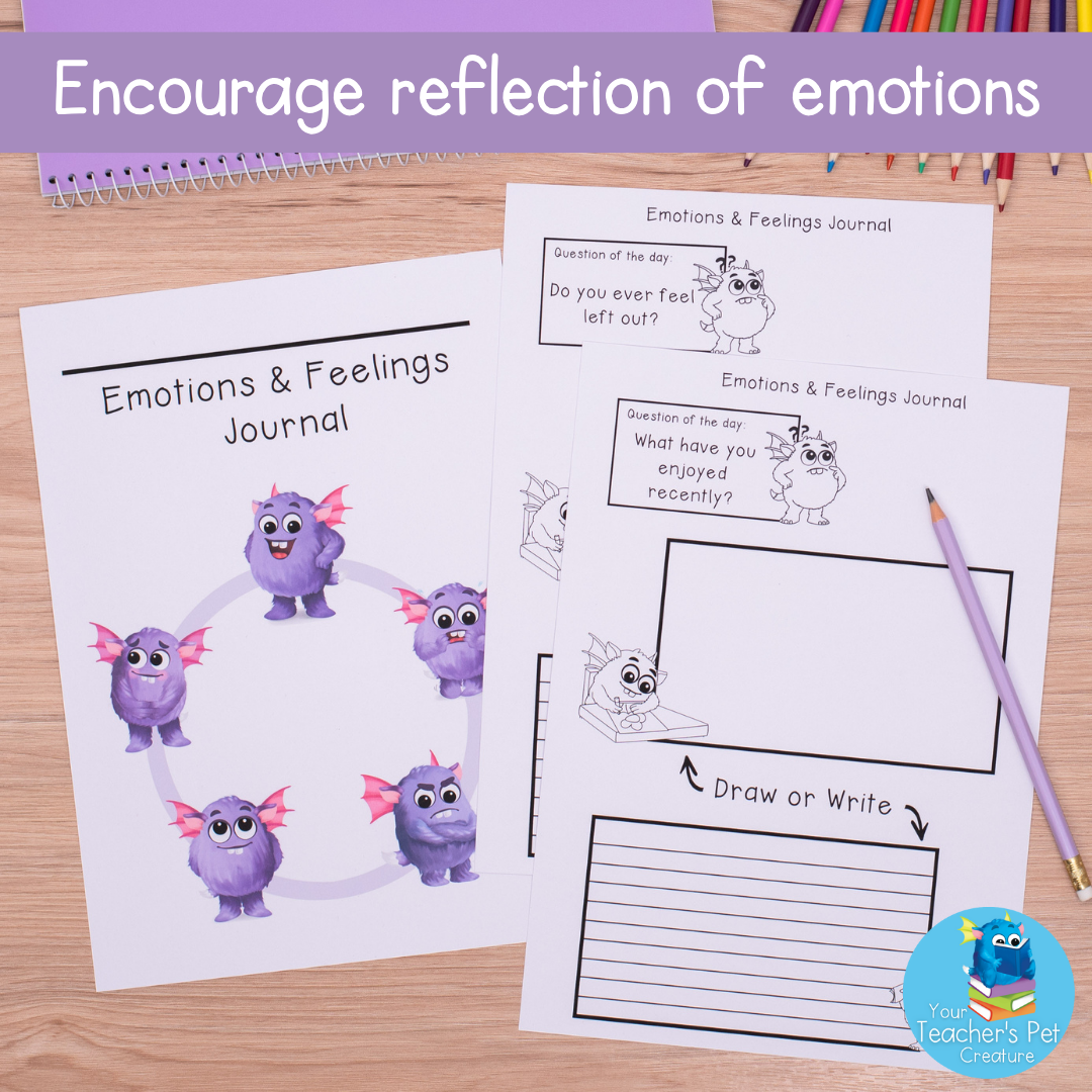 Emotions & Feelings Daily Reflection Journal - Question of the Day Write or Draw