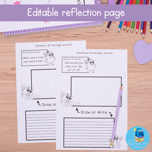 Emotions & Feelings Daily Reflection Journal - Question of the Day Write or Draw