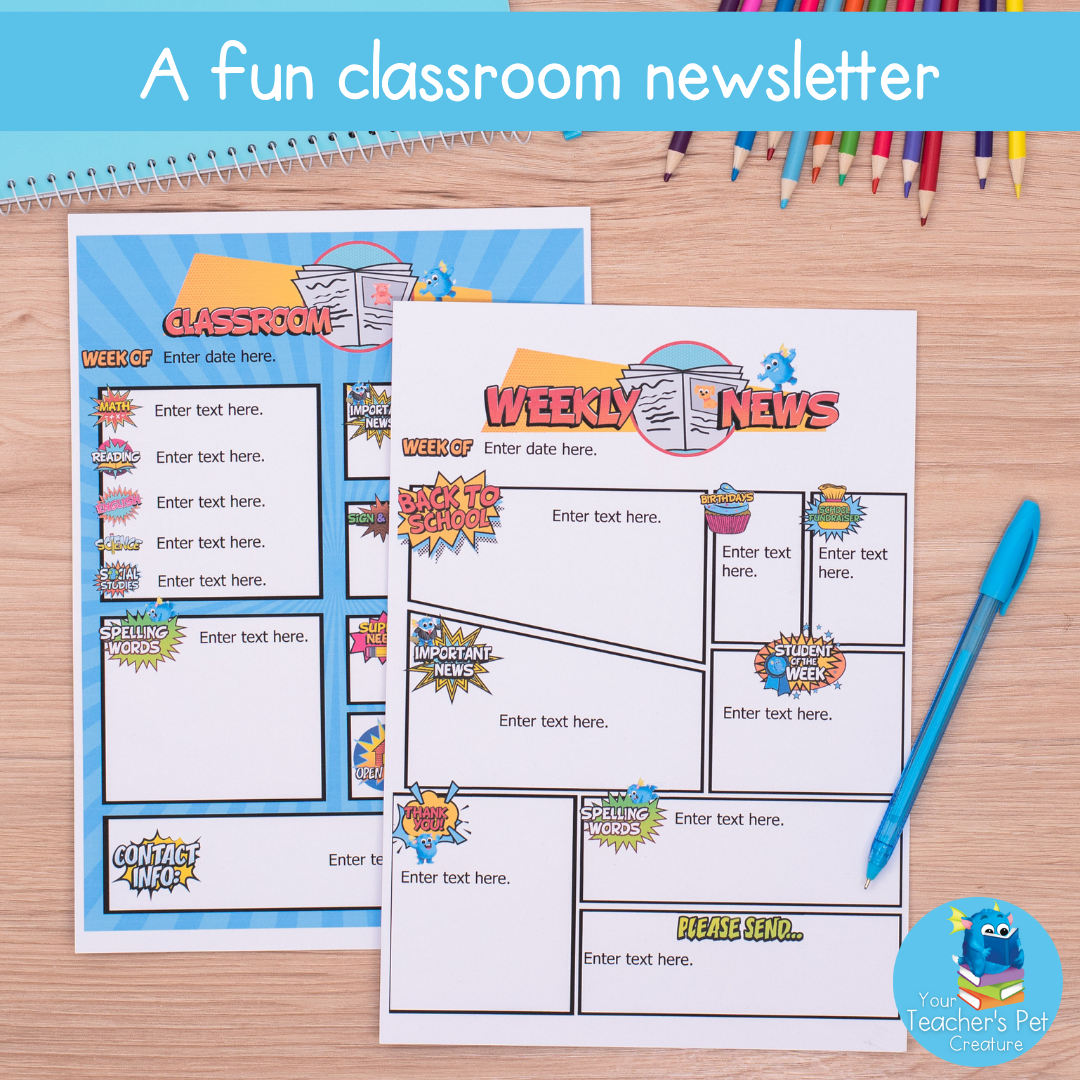 Classroom Newsletter Template - Your Teacher's Pet Creature