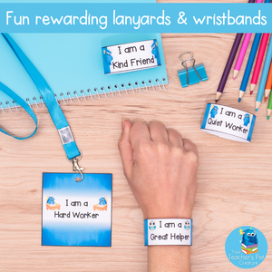 Printable Brag Tags Lanyards & Wristbands - Blue