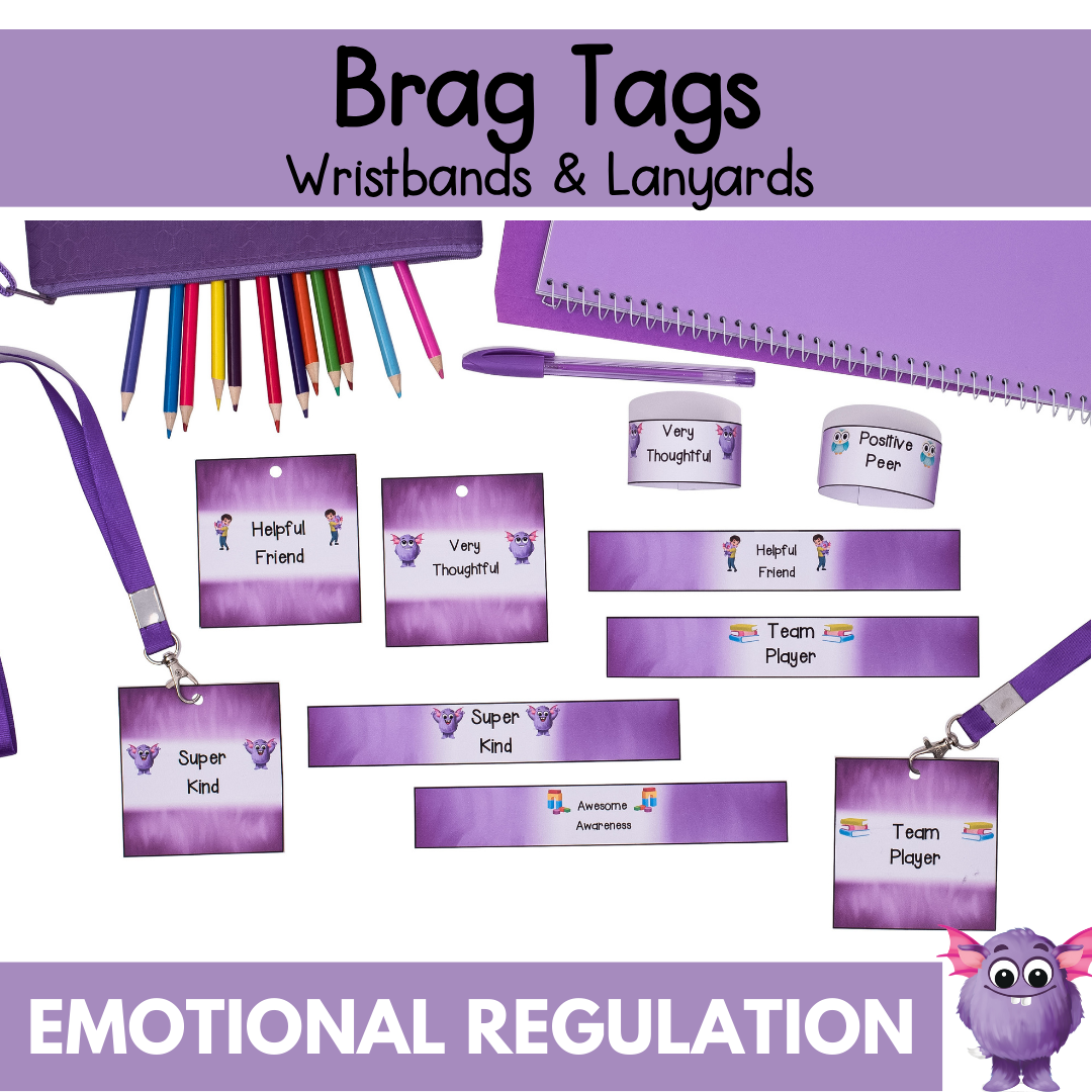 Printable Brag Tags Lanyards & Wristbands - Purple