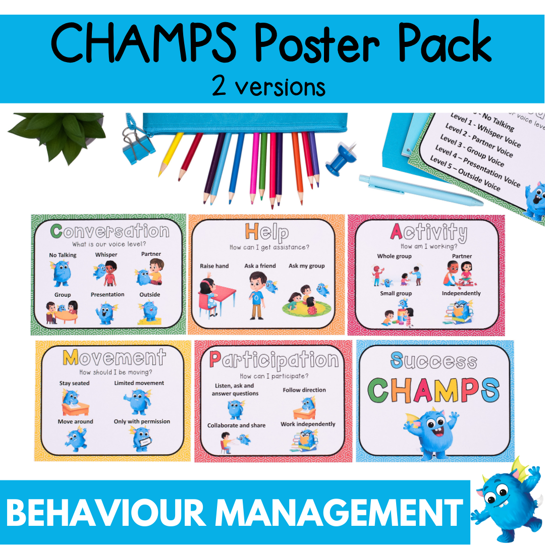 CHAMPS Posters for the Classroom - Upper & Lower Primary - PDF & Editable Format