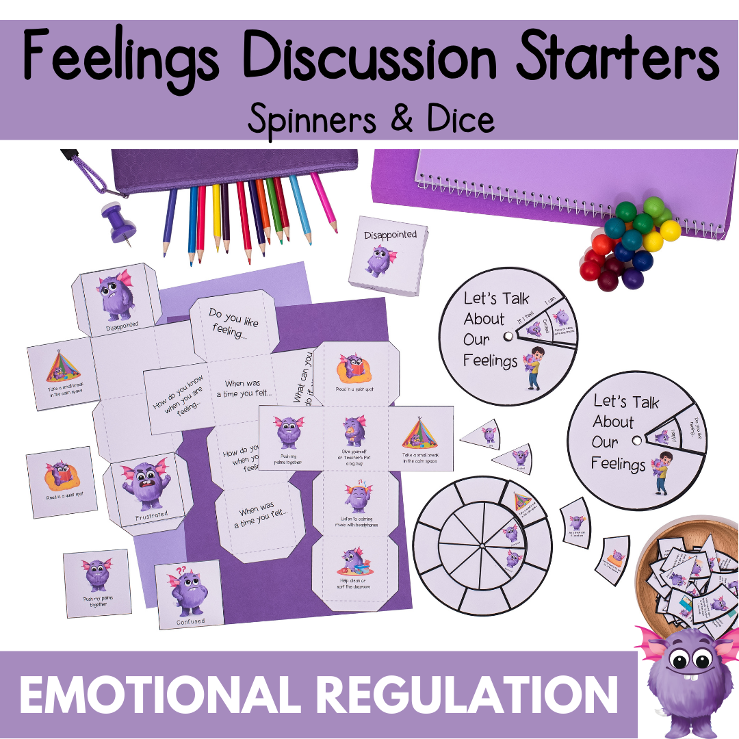 Feelings & Emotions - Dice & Spinners - Discussion Starters & Calming Strategies