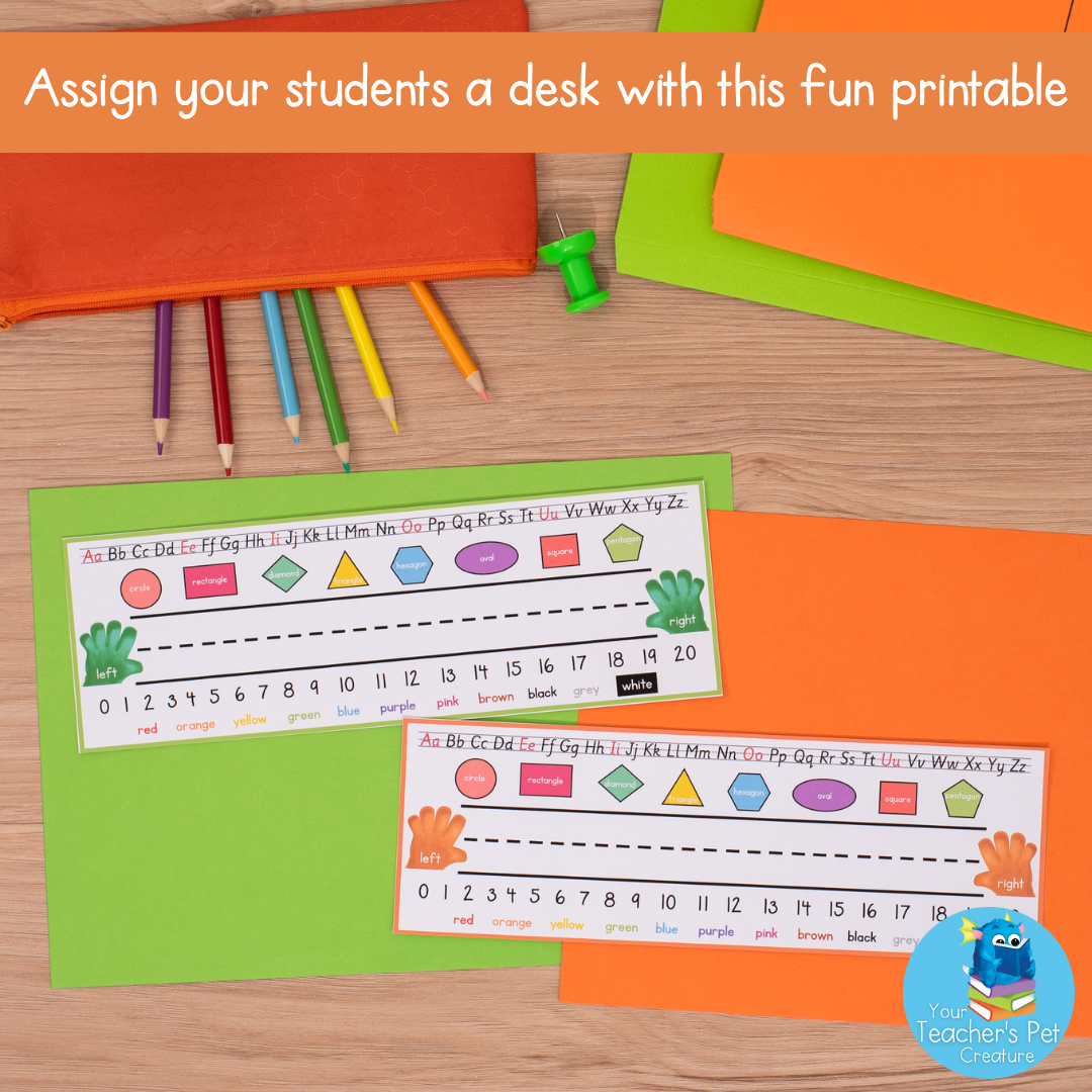 Desk Name Tags - Orange and Green