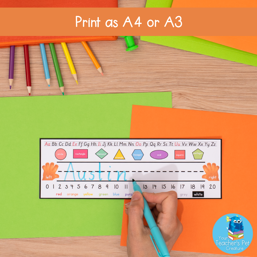 Desk Name Tags - Orange and Green