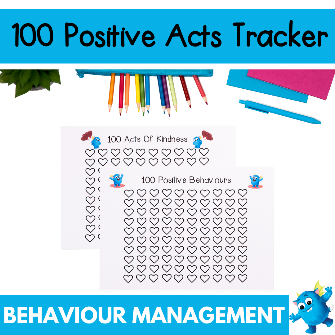 100 Acts of Kindness + Friendship Chart - Positive Behaviour Reward Tracker