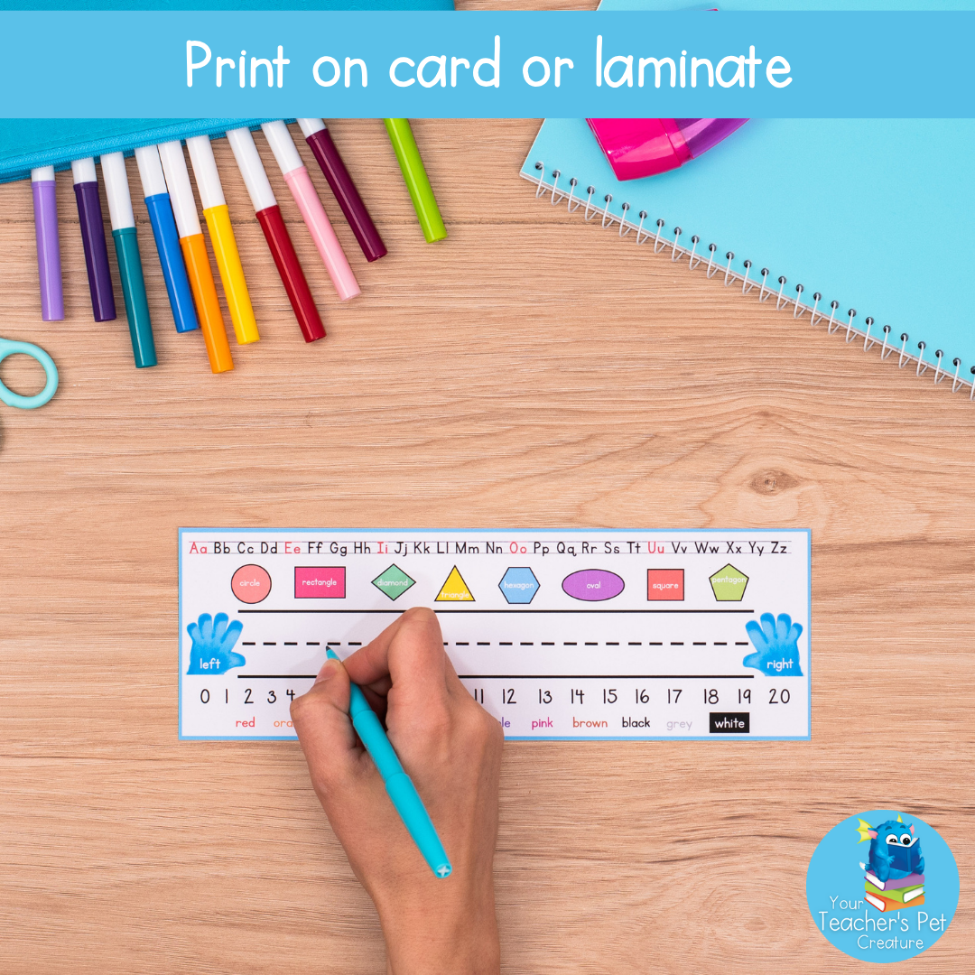 Desk Name Tags for Desk Toppers - Alphabet Numbers Shapes Colours