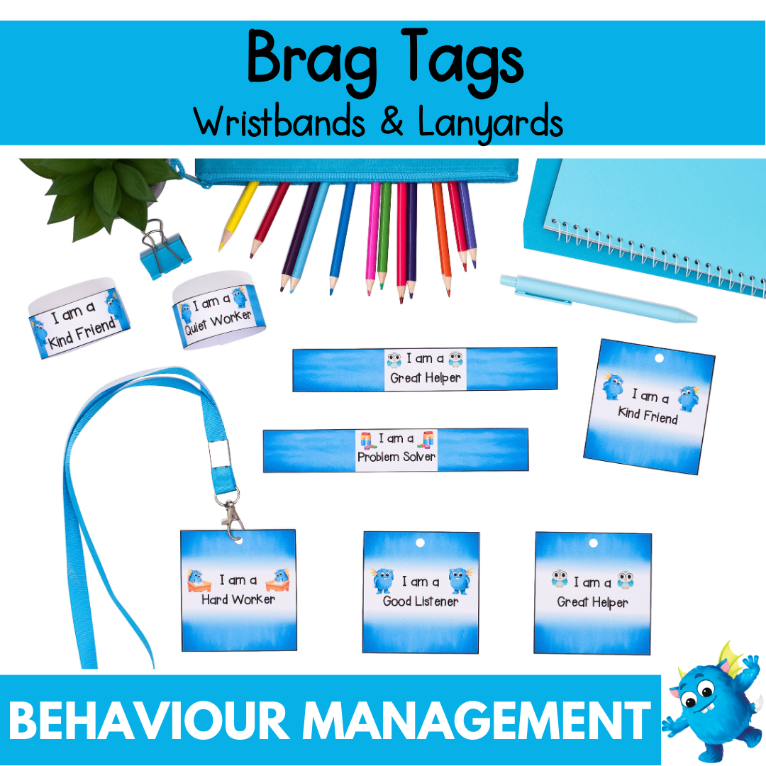 Printable Brag Tags Lanyards & Wristbands - Blue