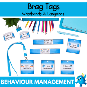 Printable Brag Tags Lanyards & Wristbands - Blue
