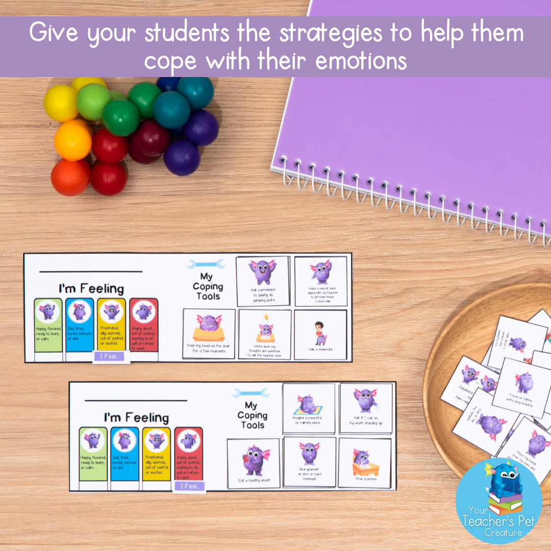 Coping Tools Individual Desk Labels for Emotional Regulation - Your Teacher's Pet Creature