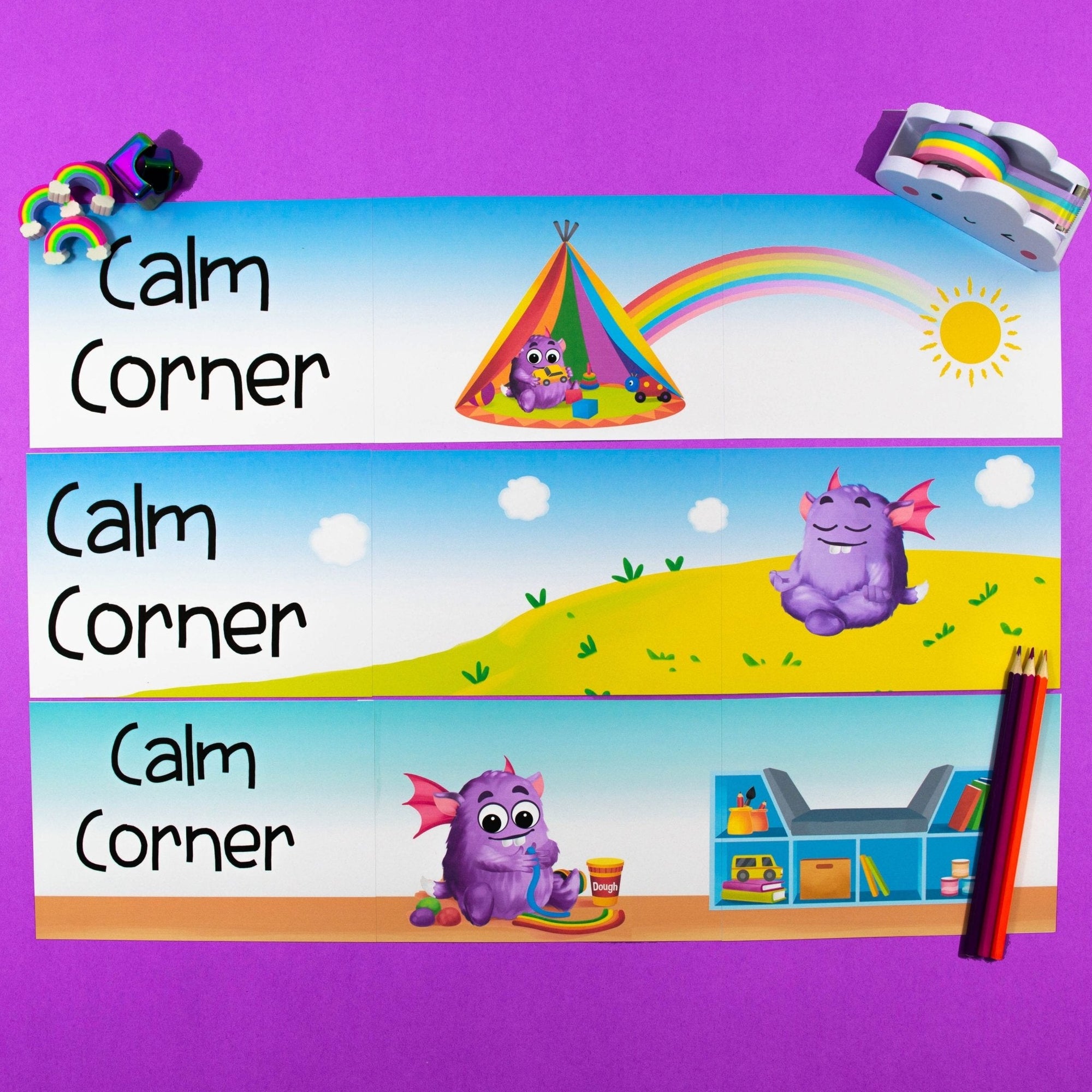 Calm Corner Banner & Sign Classroom Display Pack - Your Teacher's Pet Creature