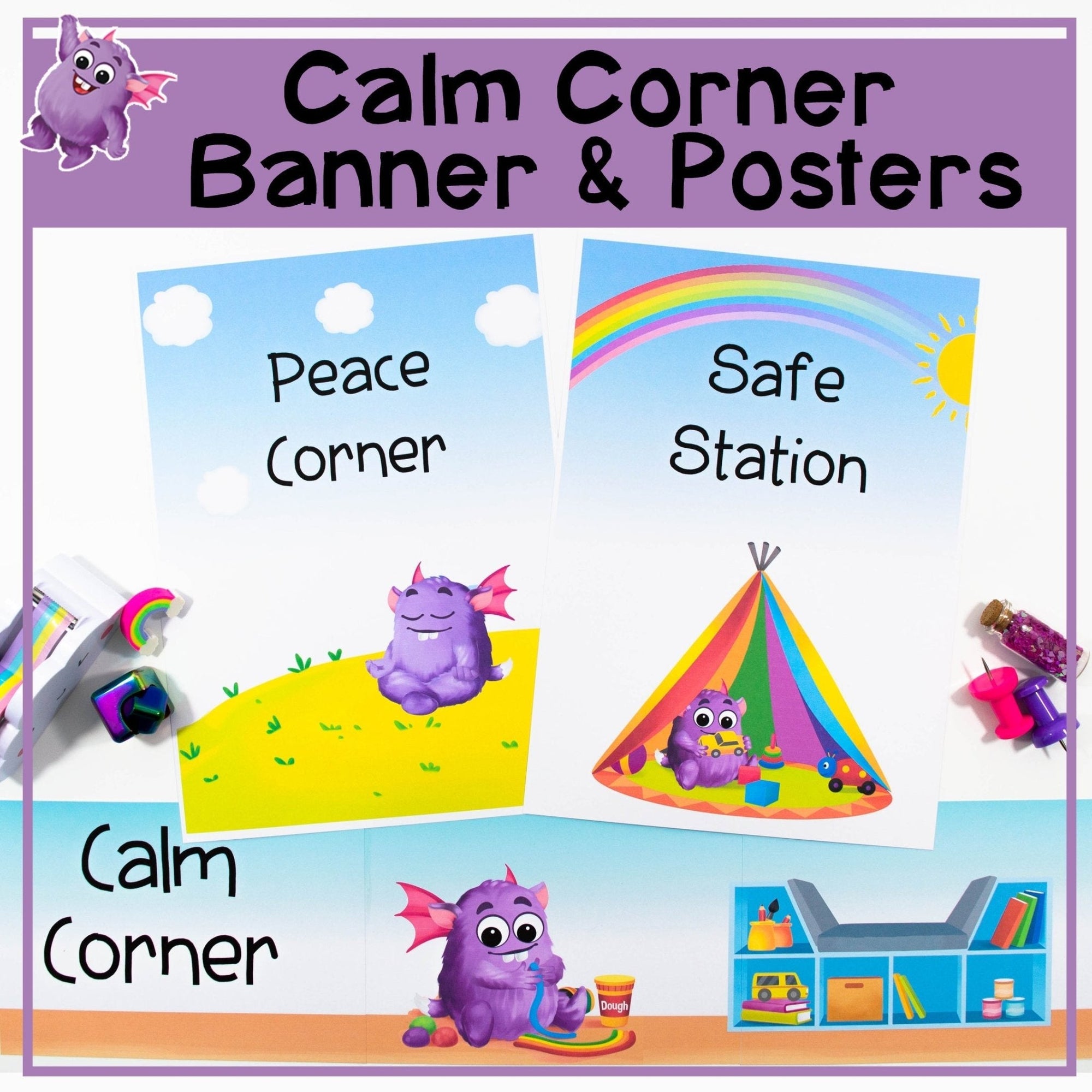 Calm Corner Banner & Sign Classroom Display Pack - Your Teacher's Pet Creature