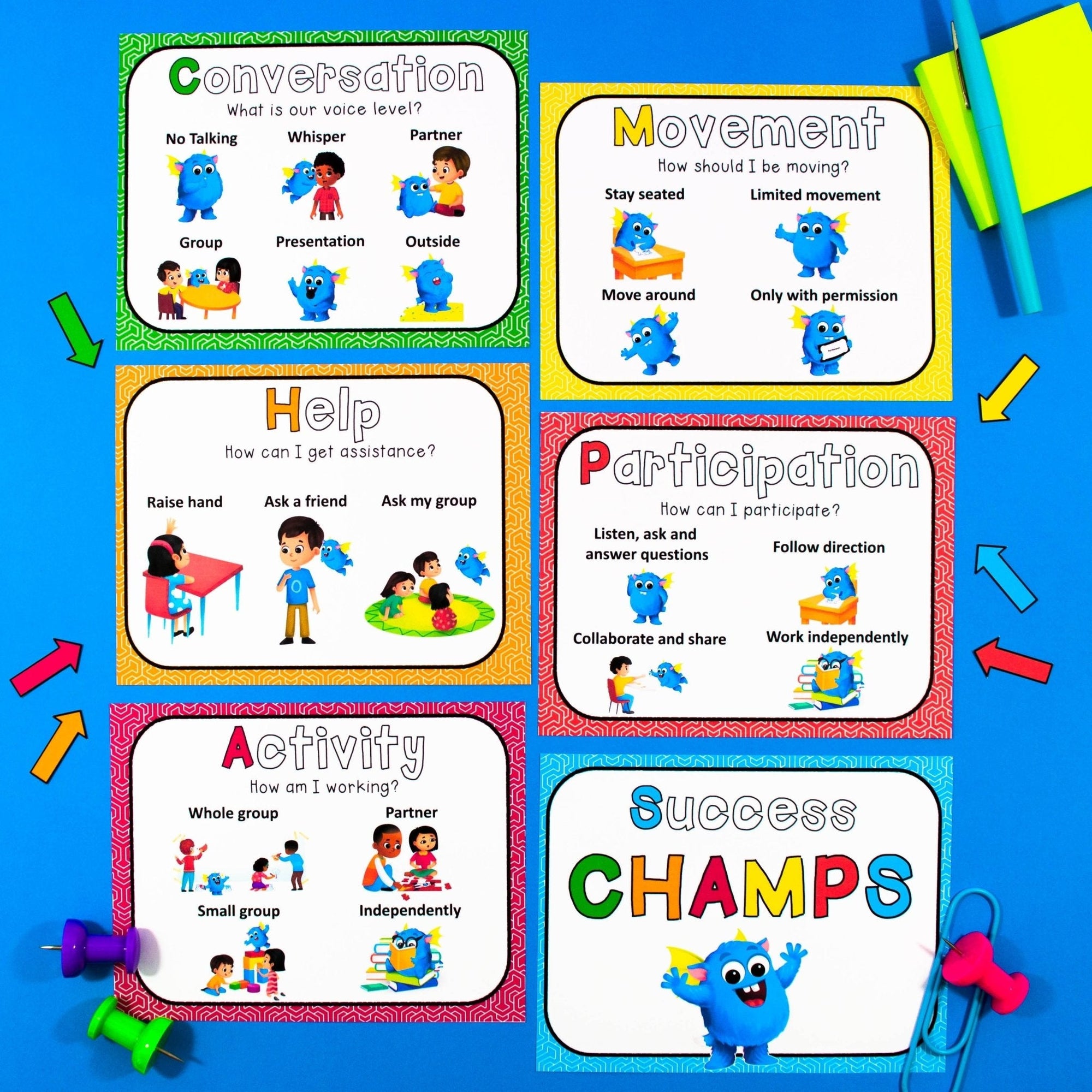 CHAMPS Posters for the Classroom - Upper & Lower Primary - PDF & Editable Format - Your Teacher's Pet Creature