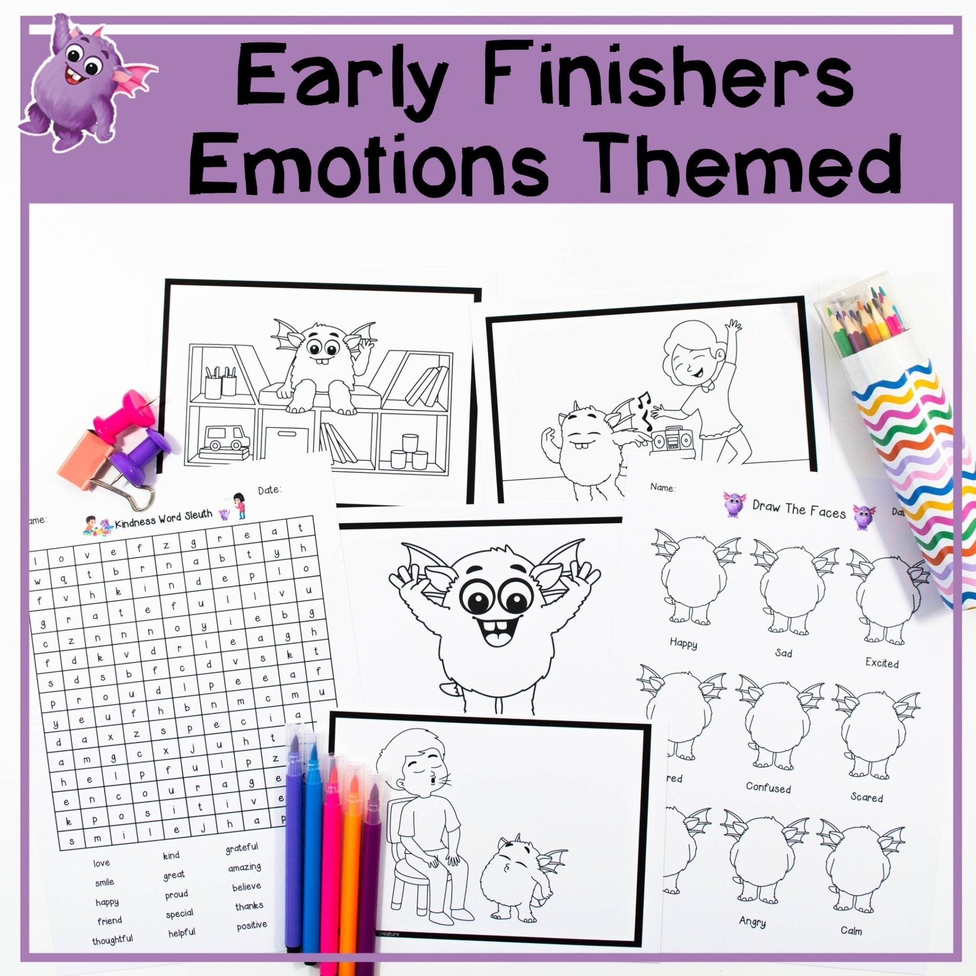 Early Finisher Activities - Emotions and Feelings Themed - Your Teacher's Pet Creature