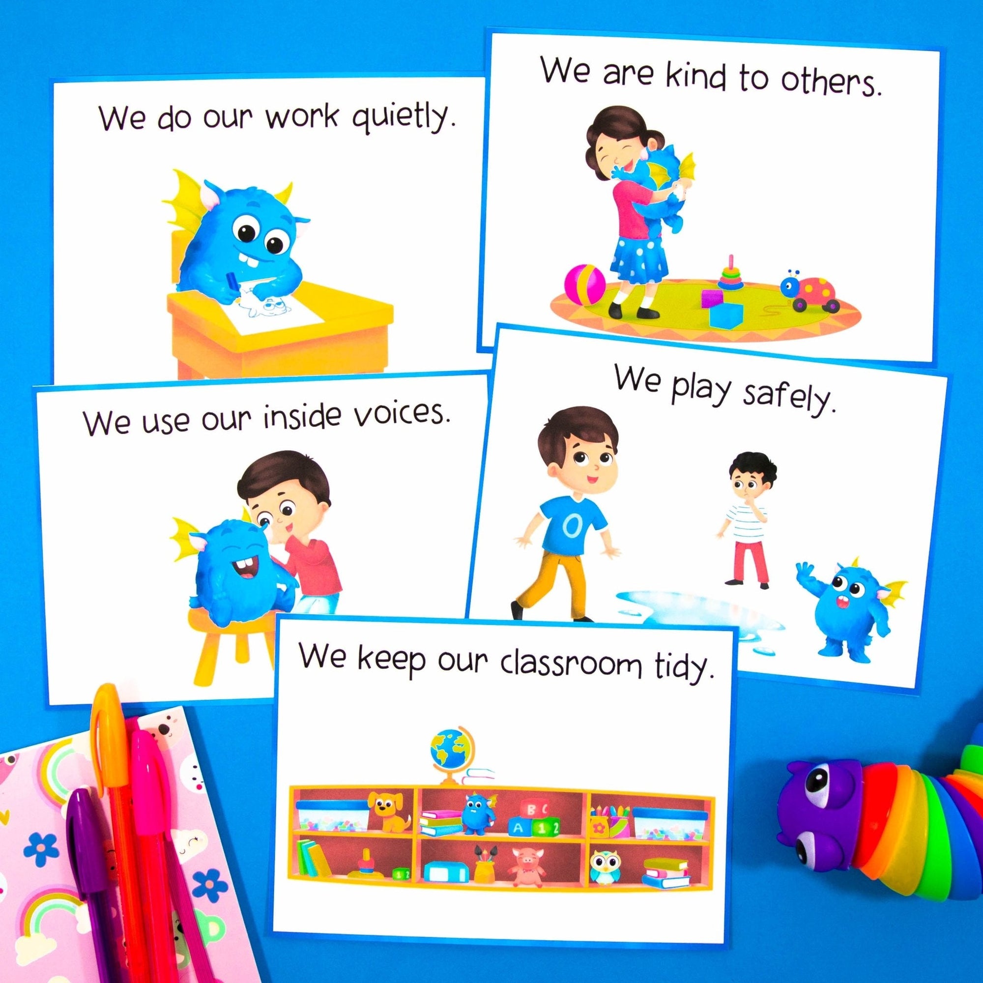 Editable Visual Classroom Guidelines & Rules Posters - Positive Behaviours - Your Teacher's Pet Creature