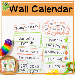 Interactive Wall Calendar - Green and Orange - Your Teacher's Pet Creature