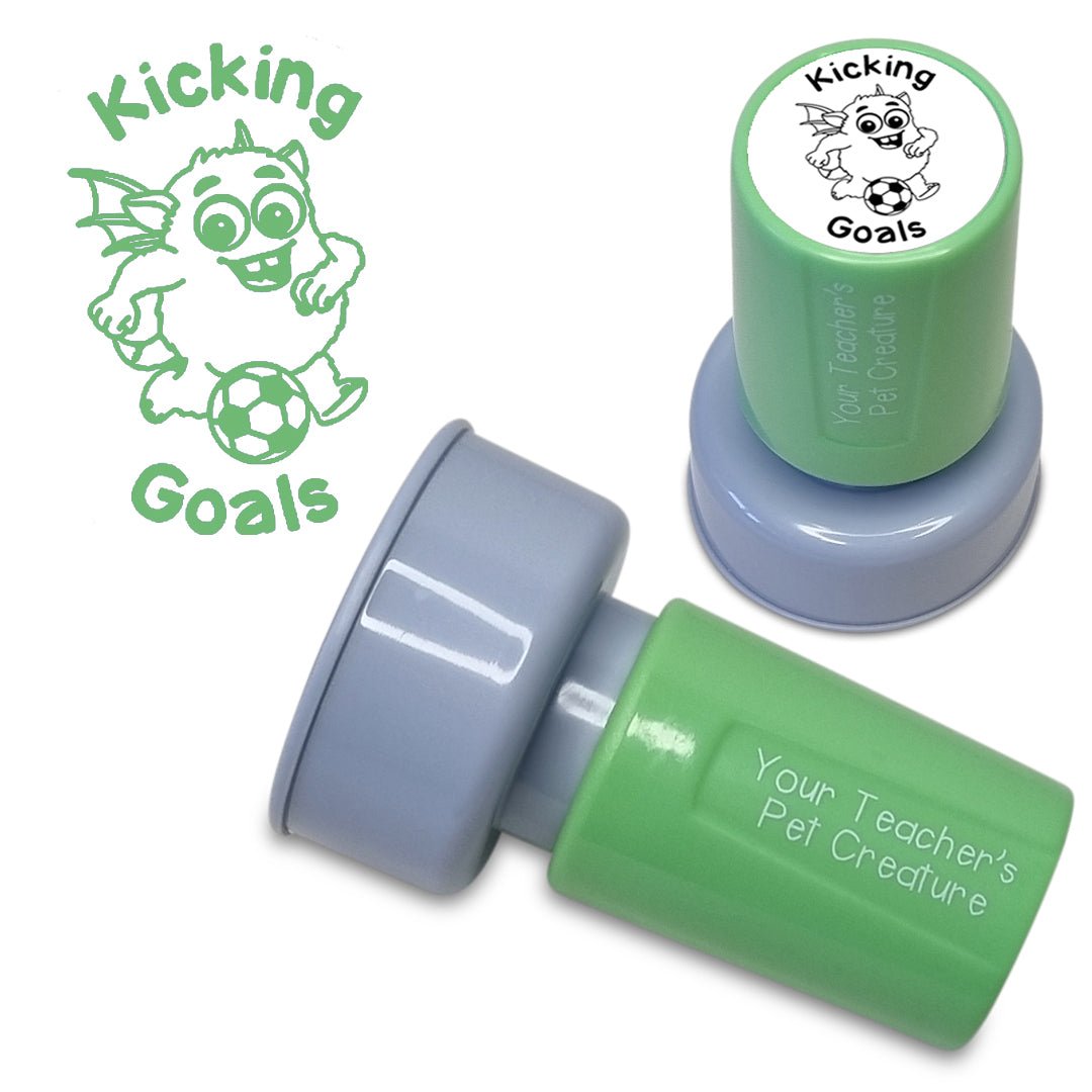 Kicking Goals - Pre Inked Teacher Stamp - Your Teacher's Pet Creature