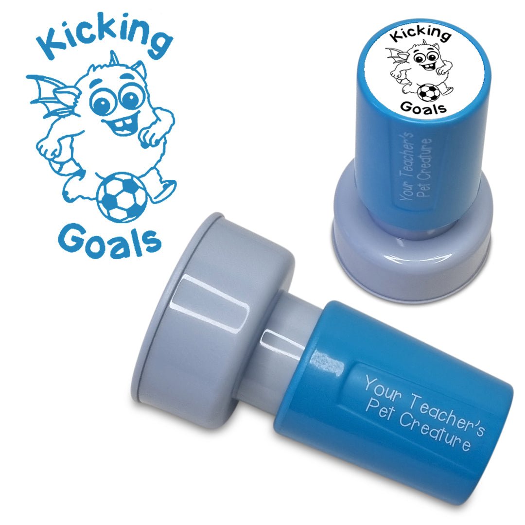 Kicking Goals - Pre Inked Teacher Stamp - Your Teacher's Pet Creature