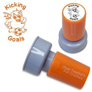Kicking Goals - Pre Inked Teacher Stamp - Your Teacher's Pet Creature
