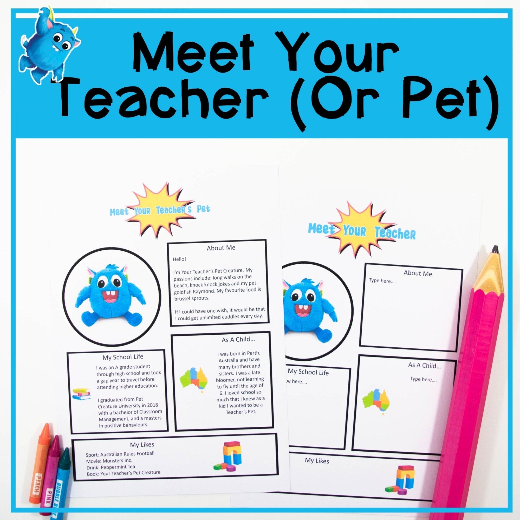 Meet The Teacher (Or Pet) Template - Your Teacher's Pet Creature