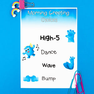 Morning Greetings Posters - Including Socially Distanced Non Contact Greetings - Your Teacher's Pet Creature