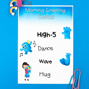 Morning Greetings Posters - Including Socially Distanced Non Contact Greetings - Your Teacher's Pet Creature