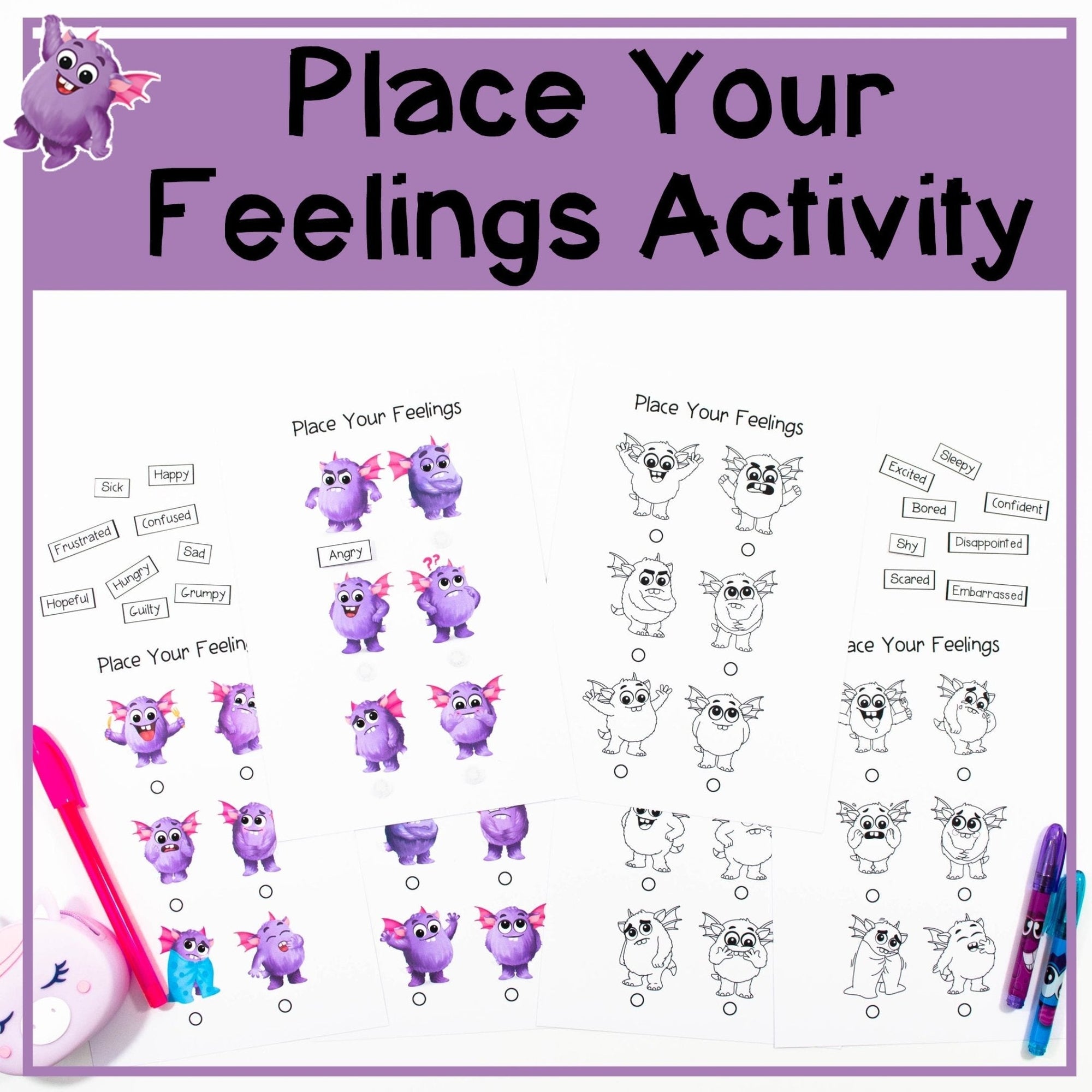 Place Your Feelings Activity - Your Teacher's Pet Creature