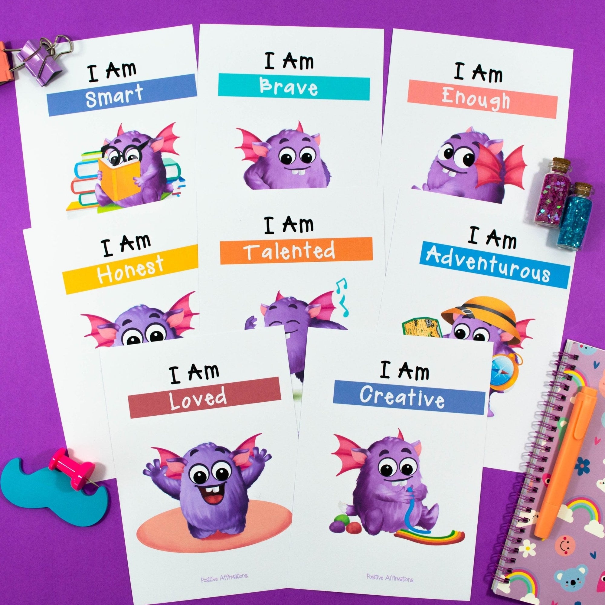 Positive Affirmation Posters - Positive Mindset Poster Pack for A4 or A3 format - Your Teacher's Pet Creature