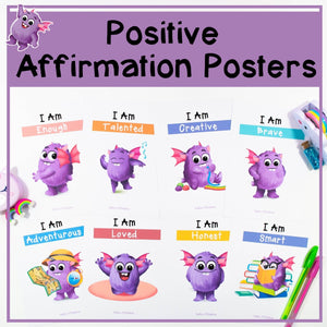 Positive Affirmation Posters - Positive Mindset Poster Pack for A4 or A3 format - Your Teacher's Pet Creature