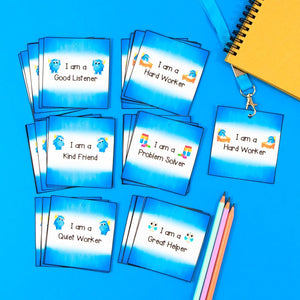 Printable Brag Tags Lanyards & Wristbands - Blue - Your Teacher's Pet Creature