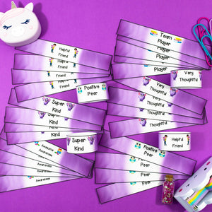 Printable Brag Tags Lanyards & Wristbands - Purple - Your Teacher's Pet Creature