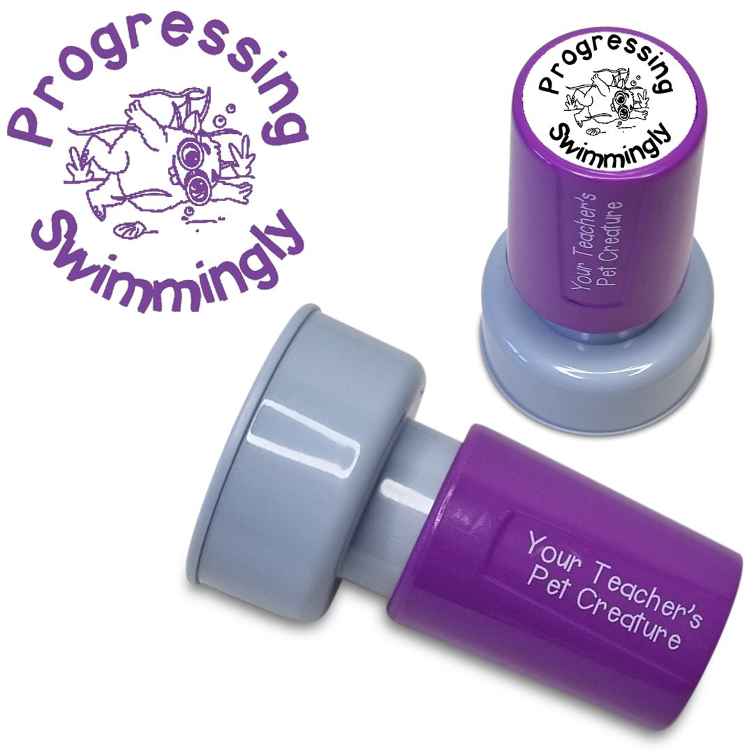 Progressing Swimmingly - Pre Inked Teacher Stamp - Your Teacher's Pet Creature