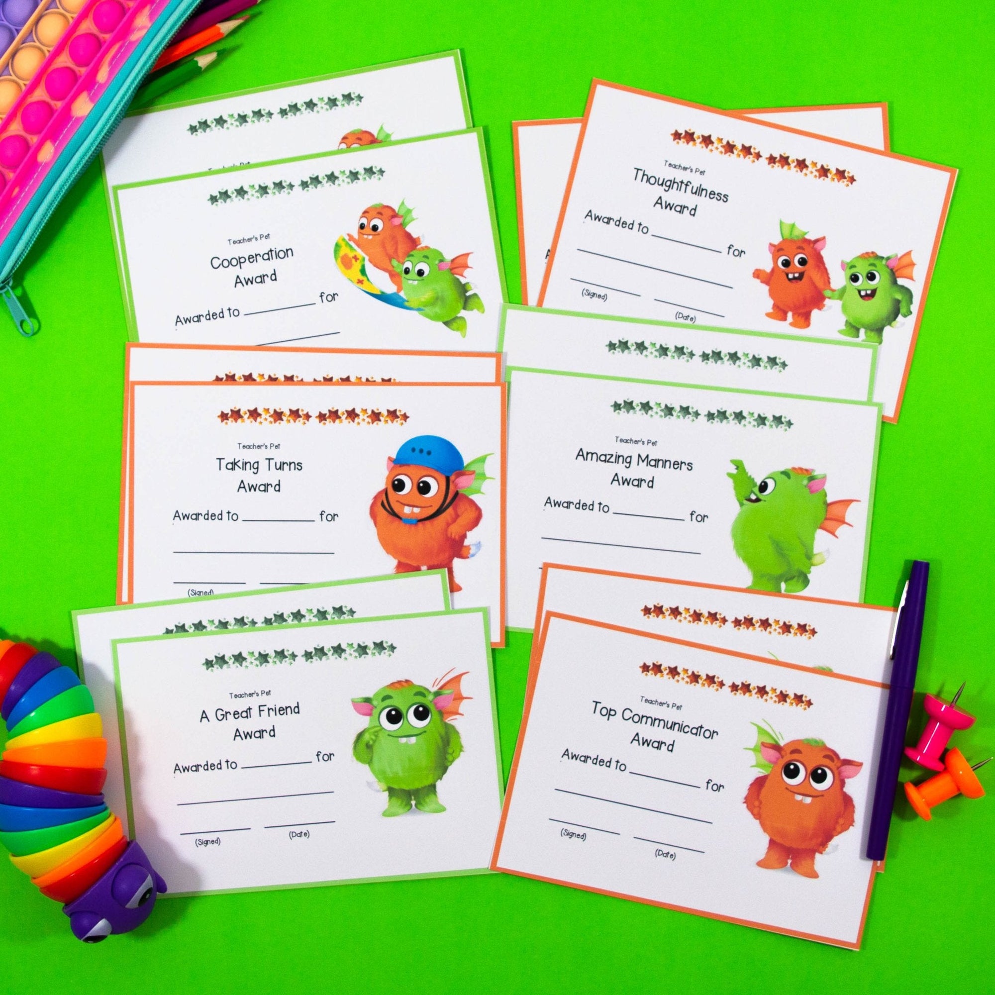 Social Skills Classroom Certificates - Your Teacher's Pet Creature