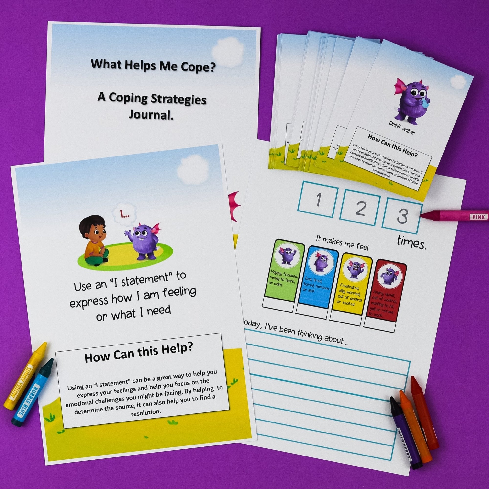 What Helps Me Cope - Calming Strategies Journal & Cards - Your Teacher's Pet Creature