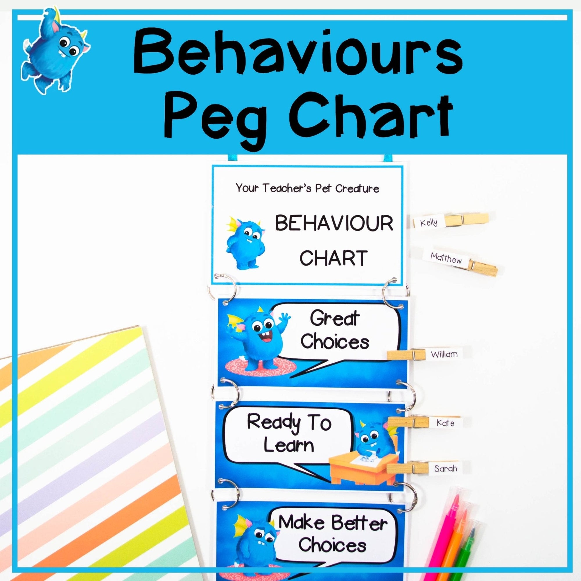 Whole Class Behaviour Peg Chart - Visual Reward Tracker - Your Teacher's Pet Creature