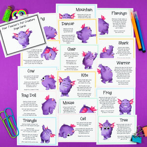 Yoga Poses Cards & Poster - Mindfulness in Early Childhood & Primary Classroom - Your Teacher's Pet Creature